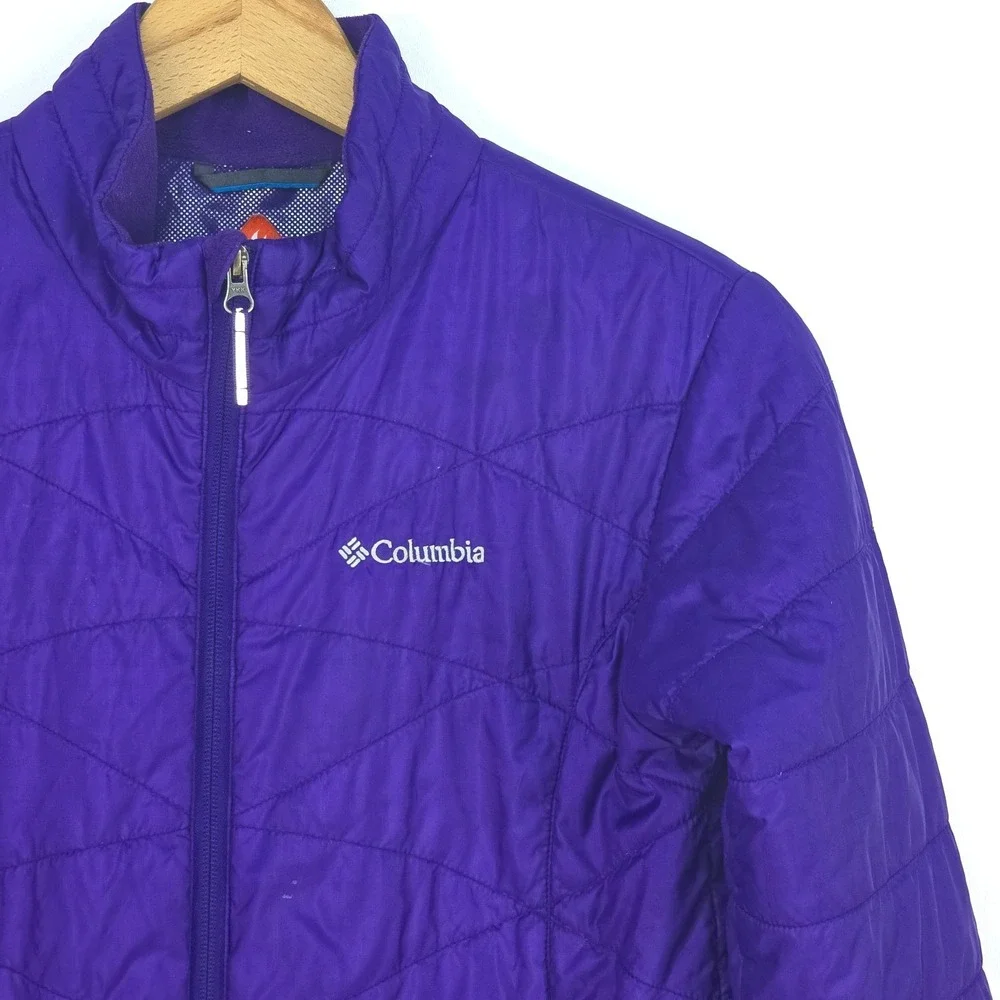 Columbia Omni Heat Puffer Coat Girls Large Deep Purple Full Zip‎ Hooded Winter